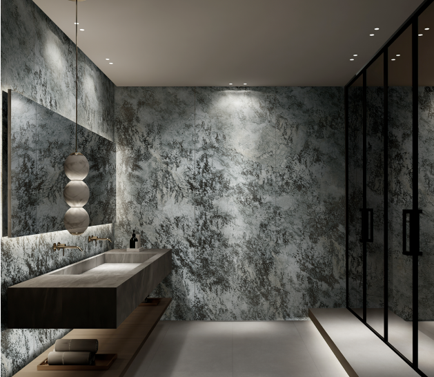 9001cc金沙以诚为本质感砖洗手间装修效果图